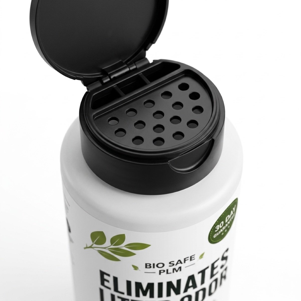 Close-up of the Pet Litter Maxx flip-top shaker cap
